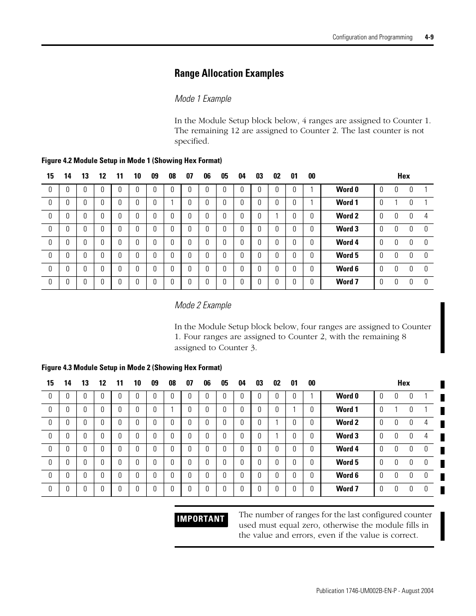 Range allocation examples -9, Range allocation examples | Rockwell Automation 1746-HSCE2 Multi-Channel High Speed Counter Module User Manual | Page 59 / 140