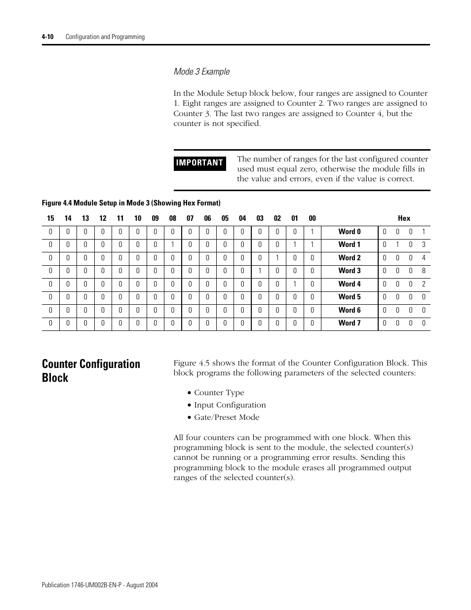 Counter configuration block, Counter configuration block -10 | Rockwell Automation 1746-HSCE2 Multi-Channel High Speed Counter Module User Manual | Page 60 / 140