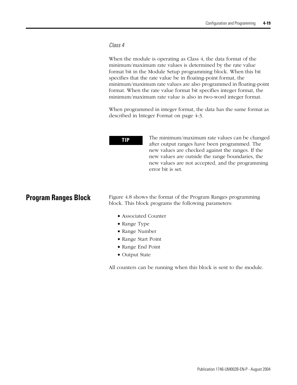 Program ranges block, Program ranges block -19 | Rockwell Automation 1746-HSCE2 Multi-Channel High Speed Counter Module User Manual | Page 69 / 140