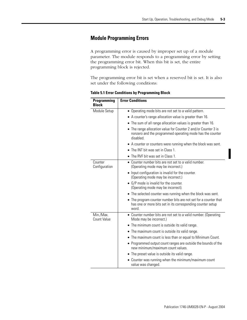 Module programming errors -3, Module programming errors | Rockwell Automation 1746-HSCE2 Multi-Channel High Speed Counter Module User Manual | Page 85 / 140