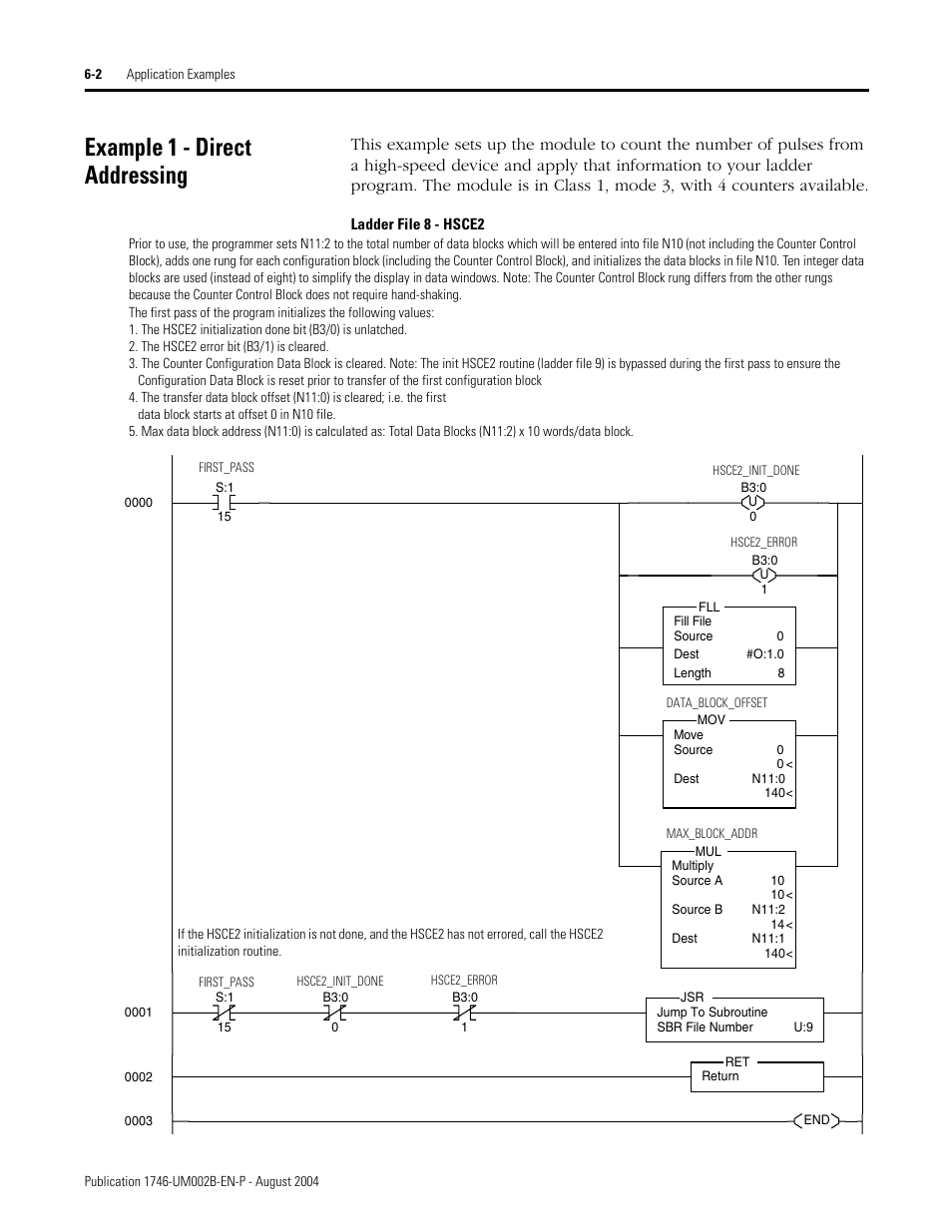 Example 1 - direct addressing, Example 1 - direct addressing -2 | Rockwell Automation 1746-HSCE2 Multi-Channel High Speed Counter Module User Manual | Page 94 / 140