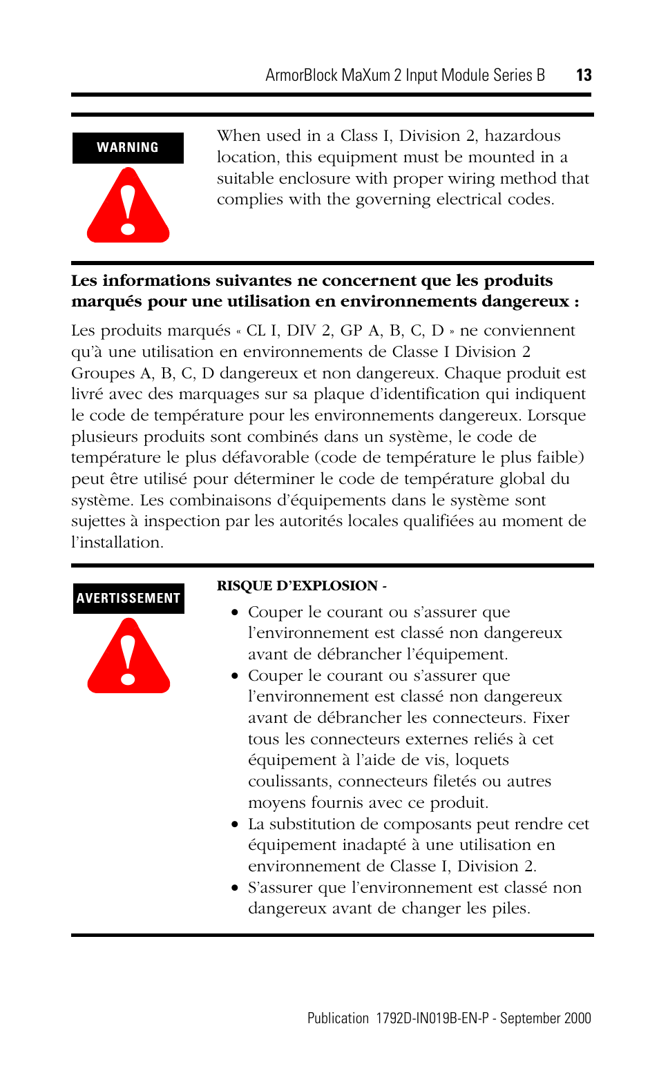 Rockwell Automation 1792D-2BV0D ArmorBlock MaXum 2 Input Module Series B User Manual | Page 13 / 16