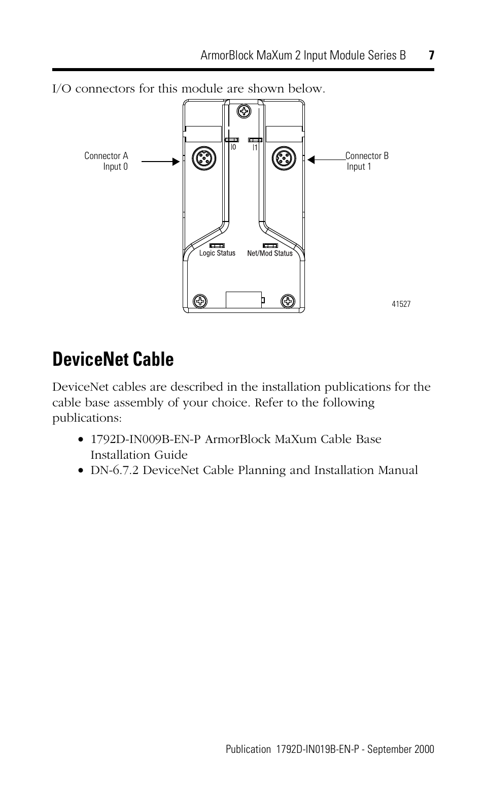 Devicenet cable | Rockwell Automation 1792D-2BV0D ArmorBlock MaXum 2 Input Module Series B User Manual | Page 7 / 16