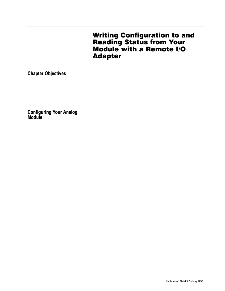 Chapter objectives, Configuring your analog module, Chapter | Rockwell Automation 1794-IE4XOE2,1794-IE8,1794-OE4,D17946.5.2 FLEX I/O ANALOG MODULE User Manual | Page 33 / 73