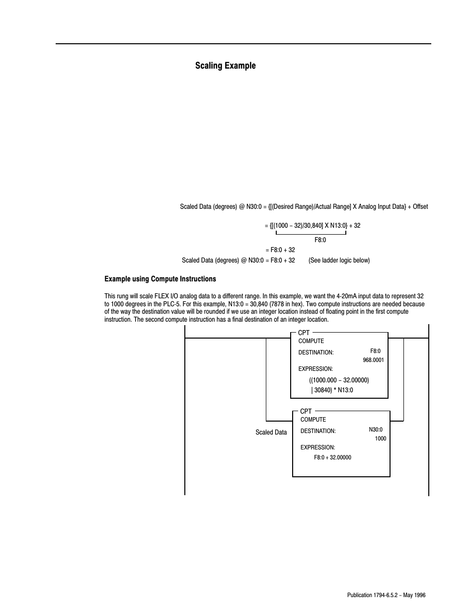 Scaling example | Rockwell Automation 1794-IE4XOE2,1794-IE8,1794-OE4,D17946.5.2 FLEX I/O ANALOG MODULE User Manual | Page 66 / 73