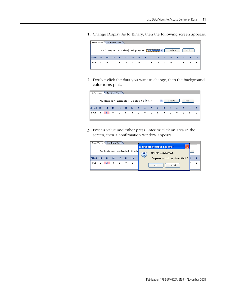 Rockwell Automation 1766-L32xxx MicroLogix 1400 Programmable Controllers Web Server User Manual User Manual | Page 13 / 48