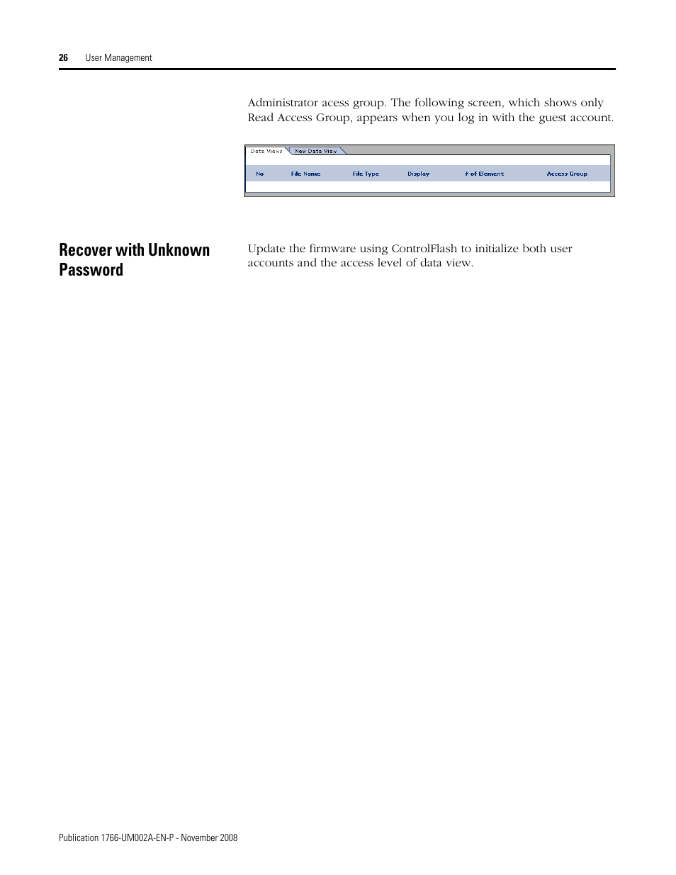 Recover with unknown password | Rockwell Automation 1766-L32xxx MicroLogix 1400 Programmable Controllers Web Server User Manual User Manual | Page 28 / 48