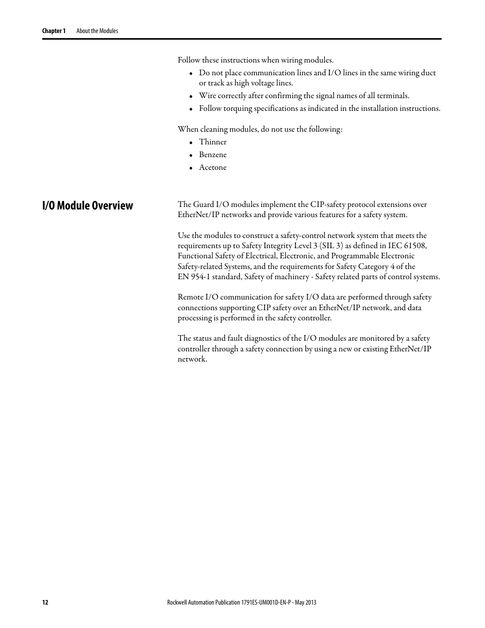 I/o module overview | Rockwell Automation 1791ES-IB16 Guard I/O EtherNet/IP Safety Modules User Manual | Page 12 / 100