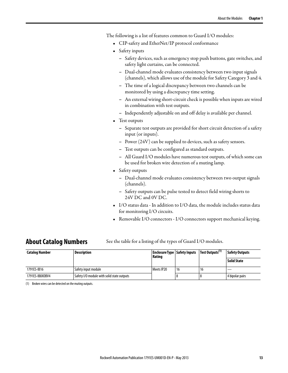 About catalog numbers | Rockwell Automation 1791ES-IB16 Guard I/O EtherNet/IP Safety Modules User Manual | Page 13 / 100