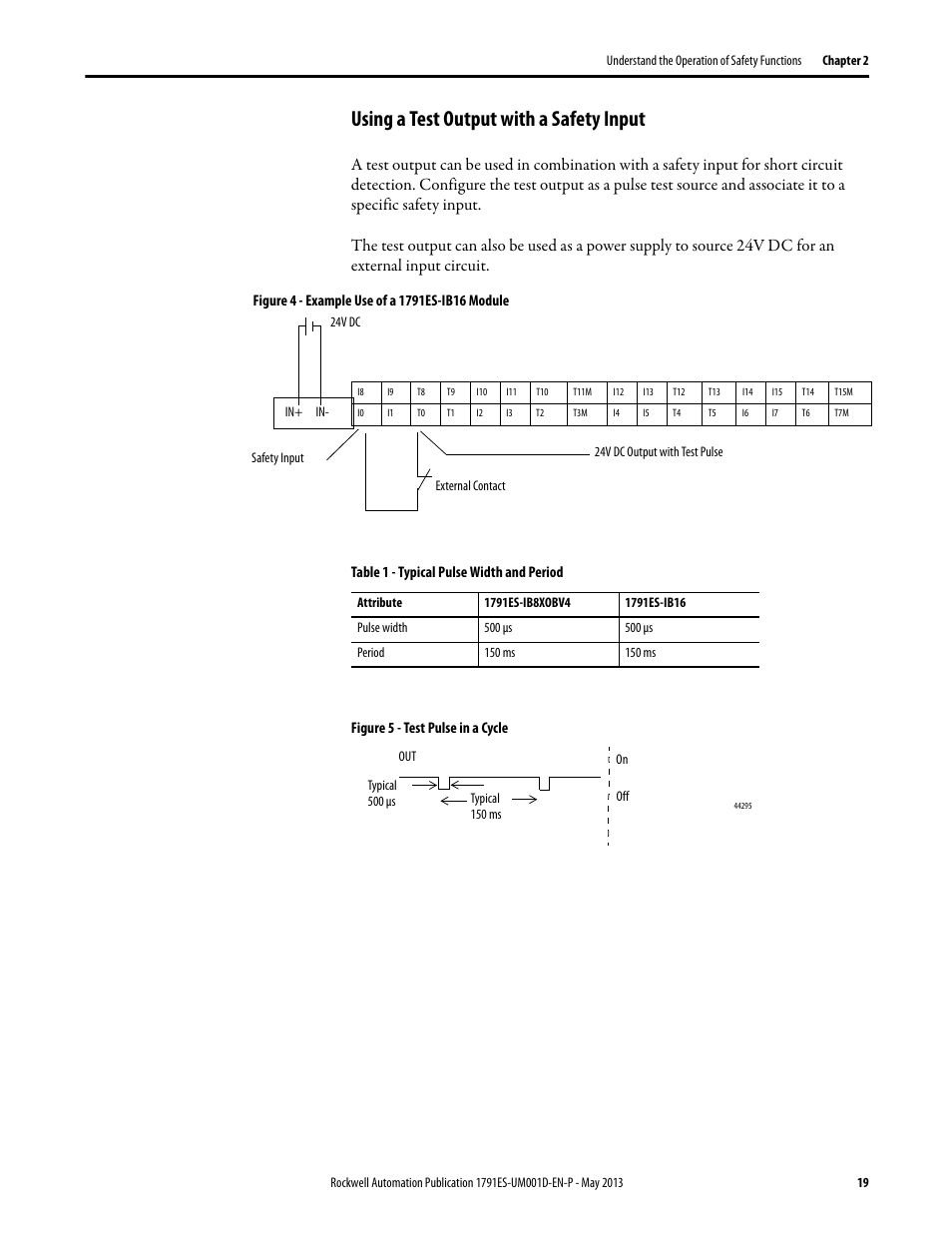 Using a test output with a safety input | Rockwell Automation 1791ES-IB16 Guard I/O EtherNet/IP Safety Modules User Manual | Page 19 / 100