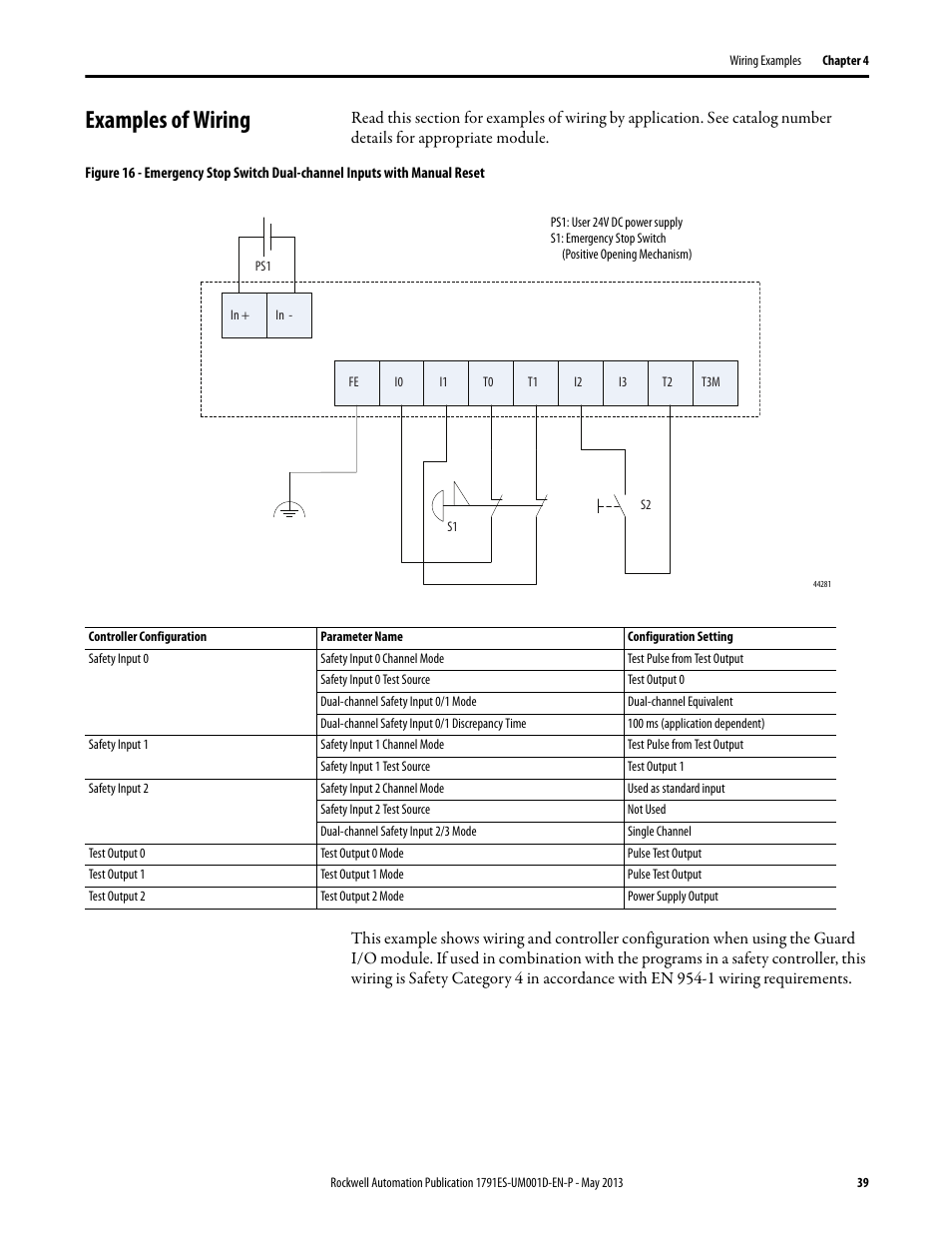Examples of wiring | Rockwell Automation 1791ES-IB16 Guard I/O EtherNet/IP Safety Modules User Manual | Page 39 / 100