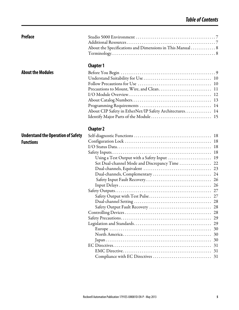 Rockwell Automation 1791ES-IB16 Guard I/O EtherNet/IP Safety Modules User Manual | Page 5 / 100