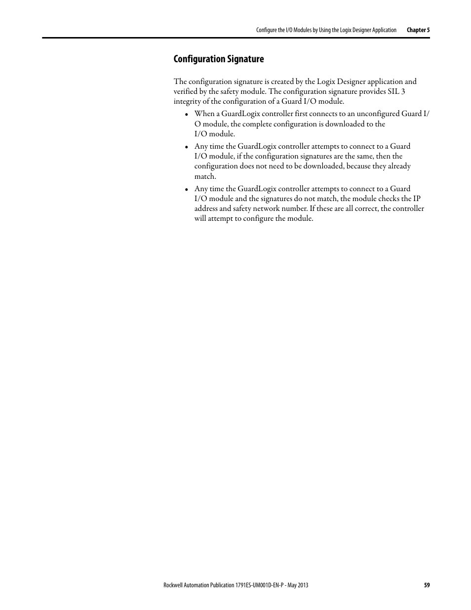 Configuration signature | Rockwell Automation 1791ES-IB16 Guard I/O EtherNet/IP Safety Modules User Manual | Page 59 / 100