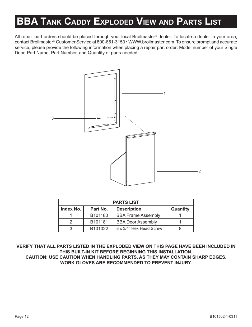 Bba t, Addy, Xploded | Arts | Broilmaster BRB-1 User Manual | Page 12 / 28