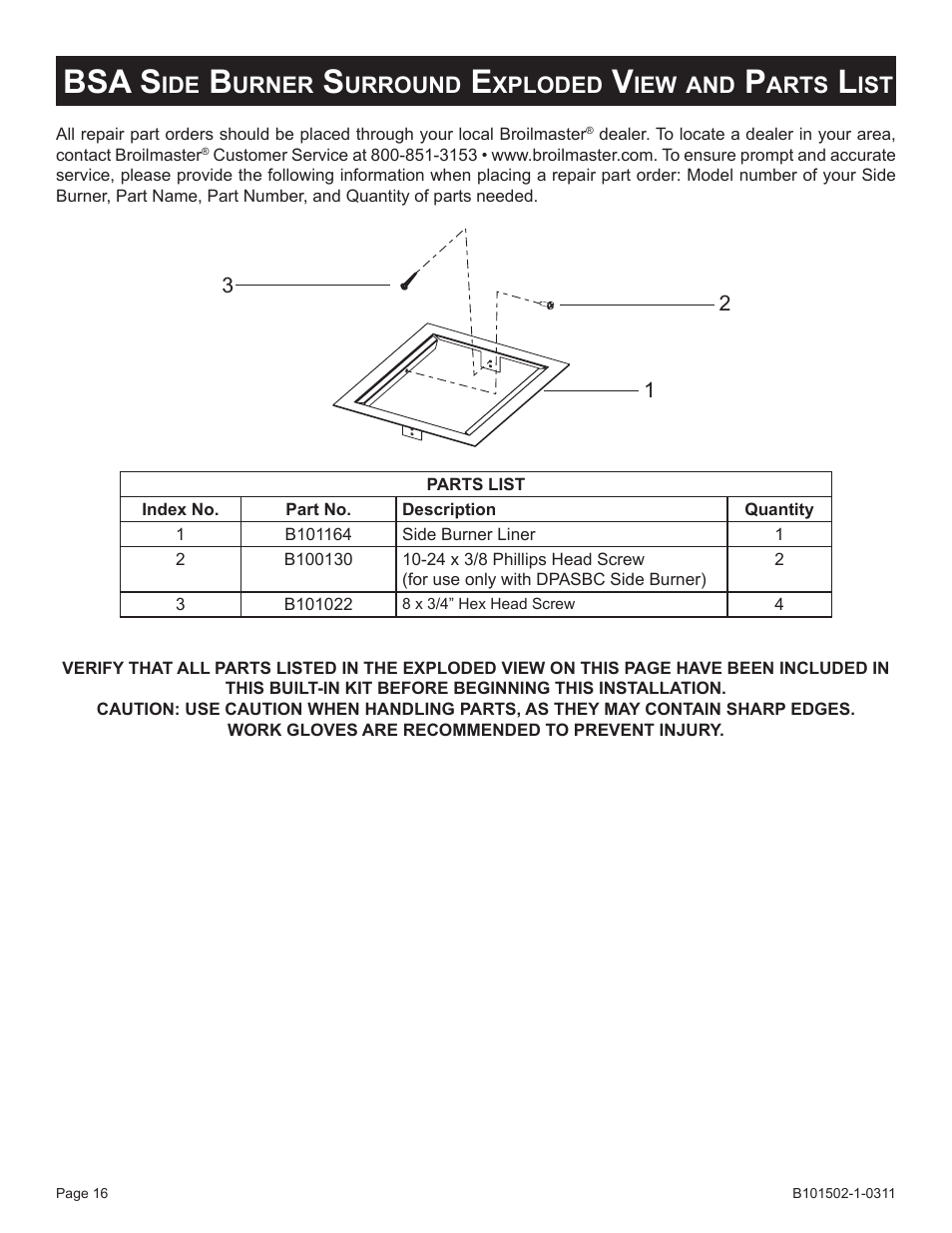 Bsa s | Broilmaster BRB-1 User Manual | Page 16 / 28