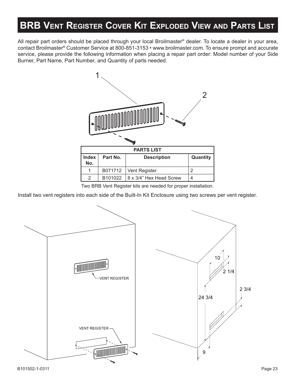 Brb v | Broilmaster BRB-1 User Manual | Page 23 / 28