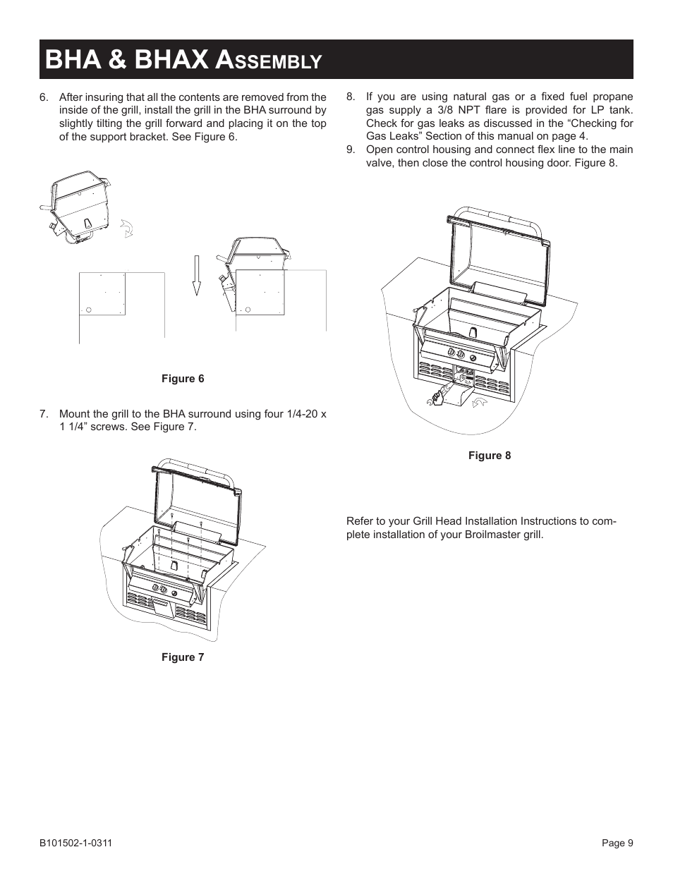 Bha & bhax a, Ssembly | Broilmaster BRB-1 User Manual | Page 9 / 28