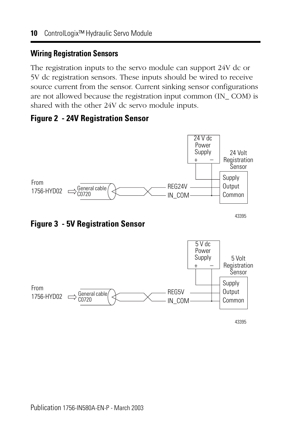 Wiring registration sensors | Rockwell Automation 1756-HYD02 ControlLogix Hydraulic Servo Module User Manual | Page 10 / 24