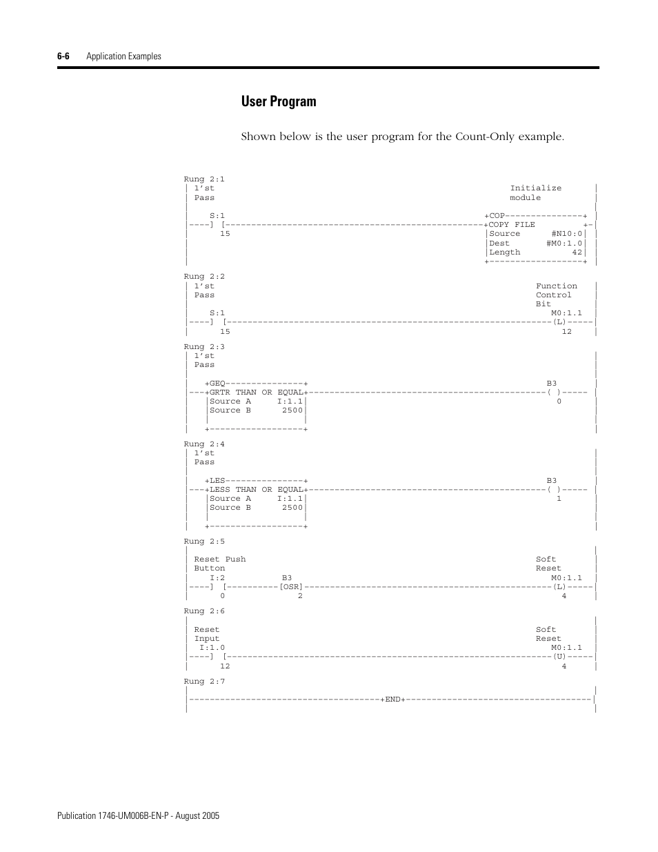 User program, User program -6 | Rockwell Automation 1746-HSCE,D17466.5 High-Speed Counter Module User Manual | Page 118 / 183