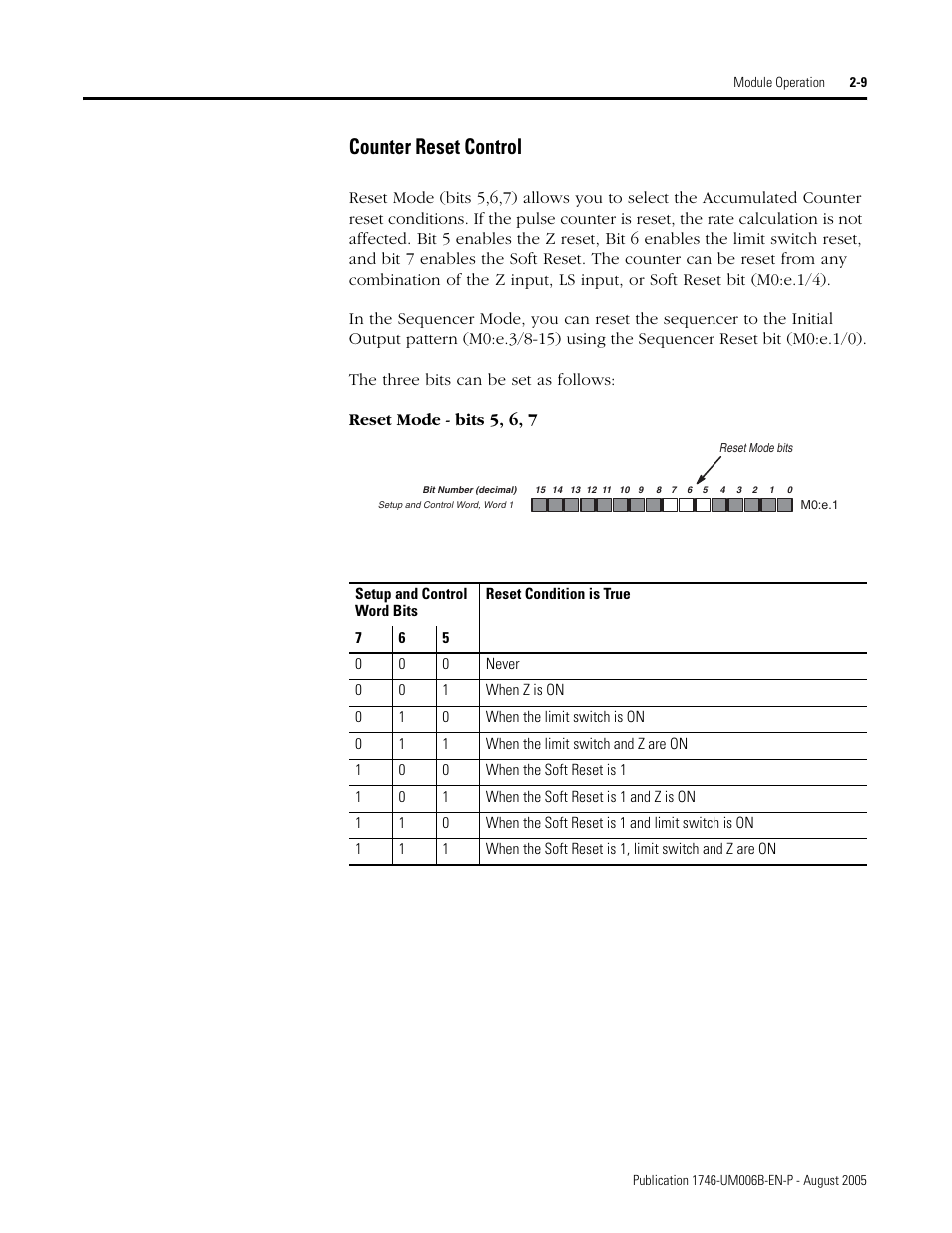 Counter reset control, Counter reset control -9, In counter reset control o | Rockwell Automation 1746-HSCE,D17466.5 High-Speed Counter Module User Manual | Page 27 / 183