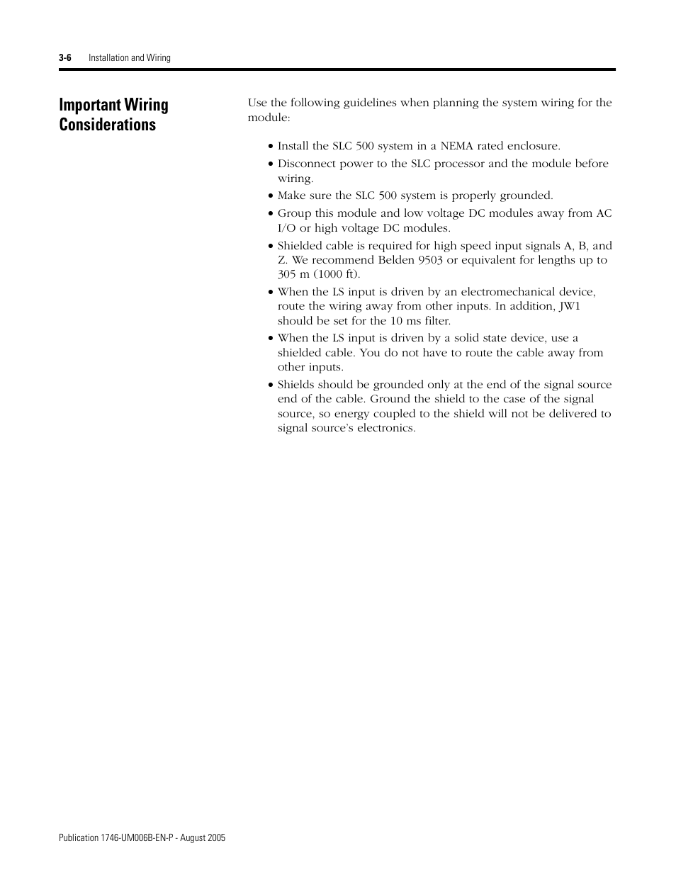Important wiring considerations, Important wiring considerations -6 | Rockwell Automation 1746-HSCE,D17466.5 High-Speed Counter Module User Manual | Page 50 / 183