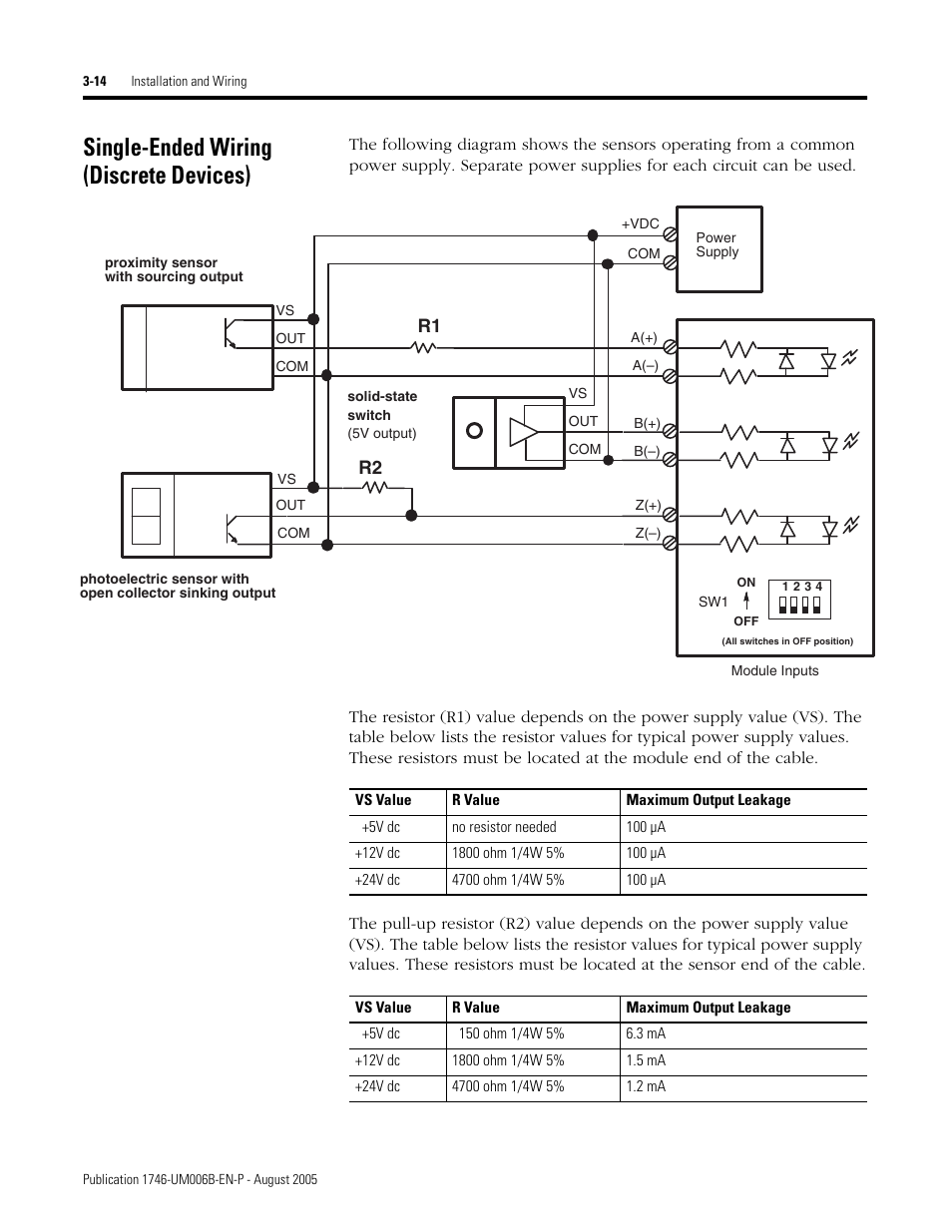 Single-ended wiring (discrete devices), Single-ended wiring (discrete devices) -14 | Rockwell Automation 1746-HSCE,D17466.5 High-Speed Counter Module User Manual | Page 58 / 183