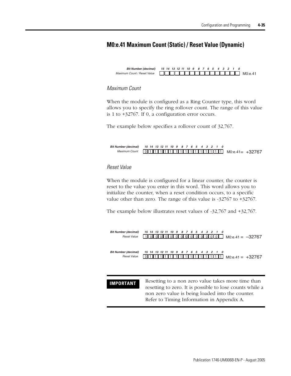 Maximum count, Reset value, Important | Rockwell Automation 1746-HSCE,D17466.5 High-Speed Counter Module User Manual | Page 95 / 183