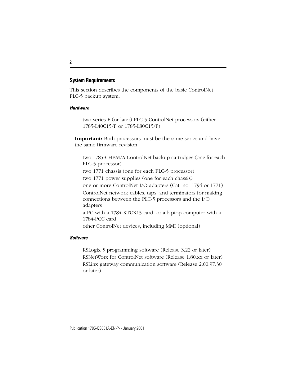 System requirements | Rockwell Automation 1785-CHBM ControlNet Hot Backup Quick Start User Manual | Page 2 / 10