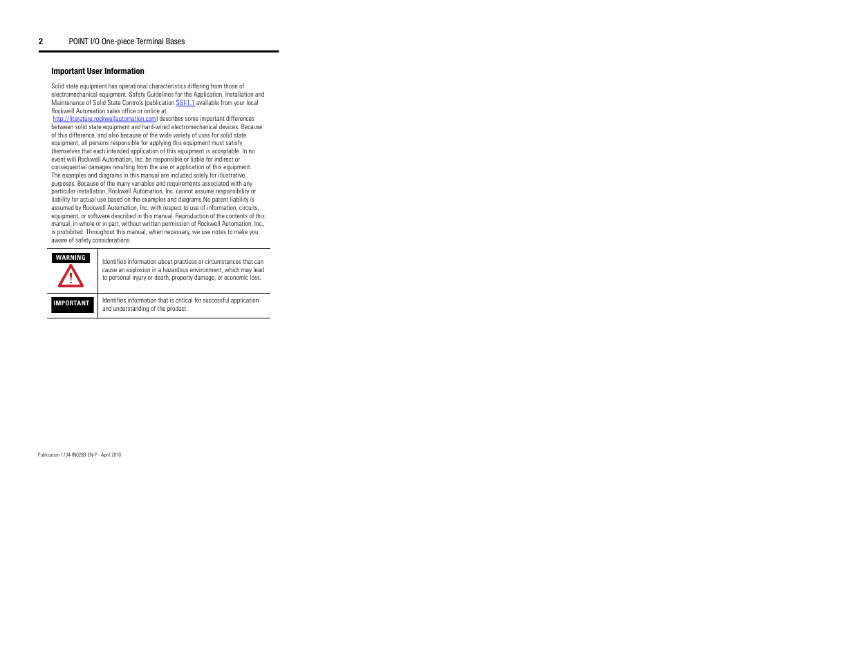Rockwell Automation 1734-TOP_TOPS_TOP3_TOP3S Point I/O Terminal Base Installation Instructions User Manual | Page 2 / 12
