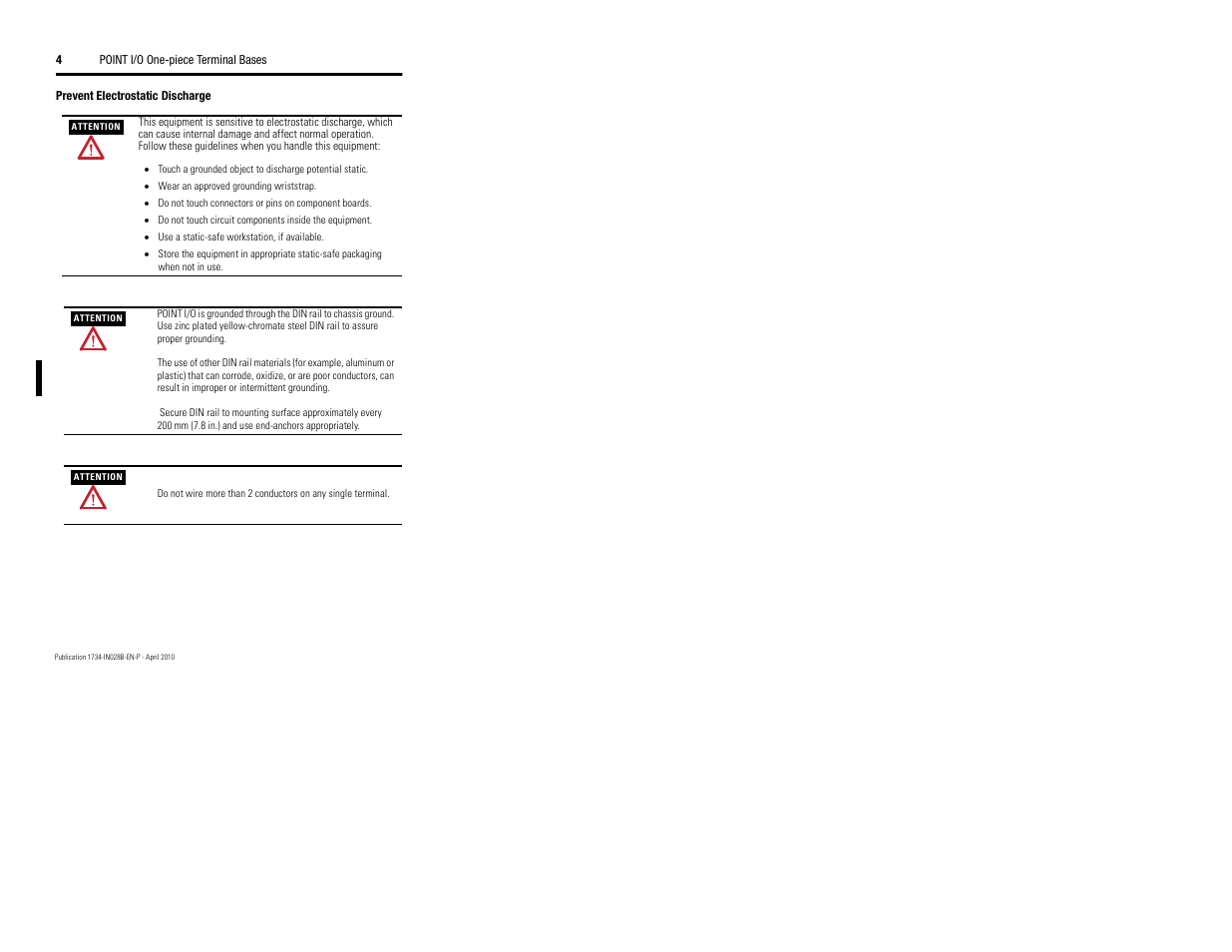 Rockwell Automation 1734-TOP_TOPS_TOP3_TOP3S Point I/O Terminal Base Installation Instructions User Manual | Page 4 / 12