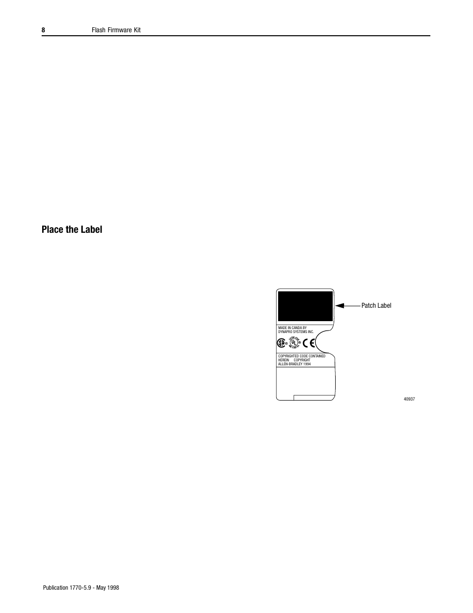 Place the label, If you see the message | Rockwell Automation F1770-KFC(D)15 INSTL INSTR FLASH FIRMWARE KIT User Manual | Page 8 / 10
