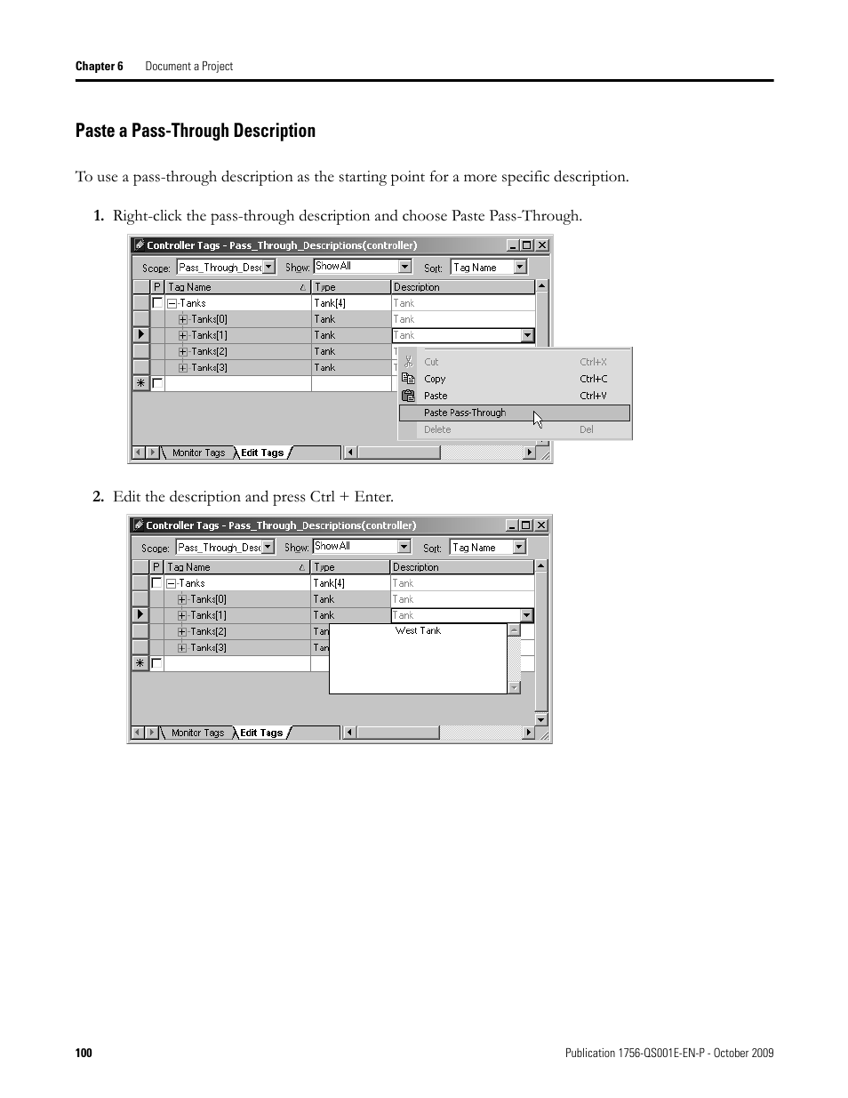 Paste a pass-through description | Rockwell Automation Logix5000 Logix5000 Controllers Quick Start User Manual | Page 100 / 148