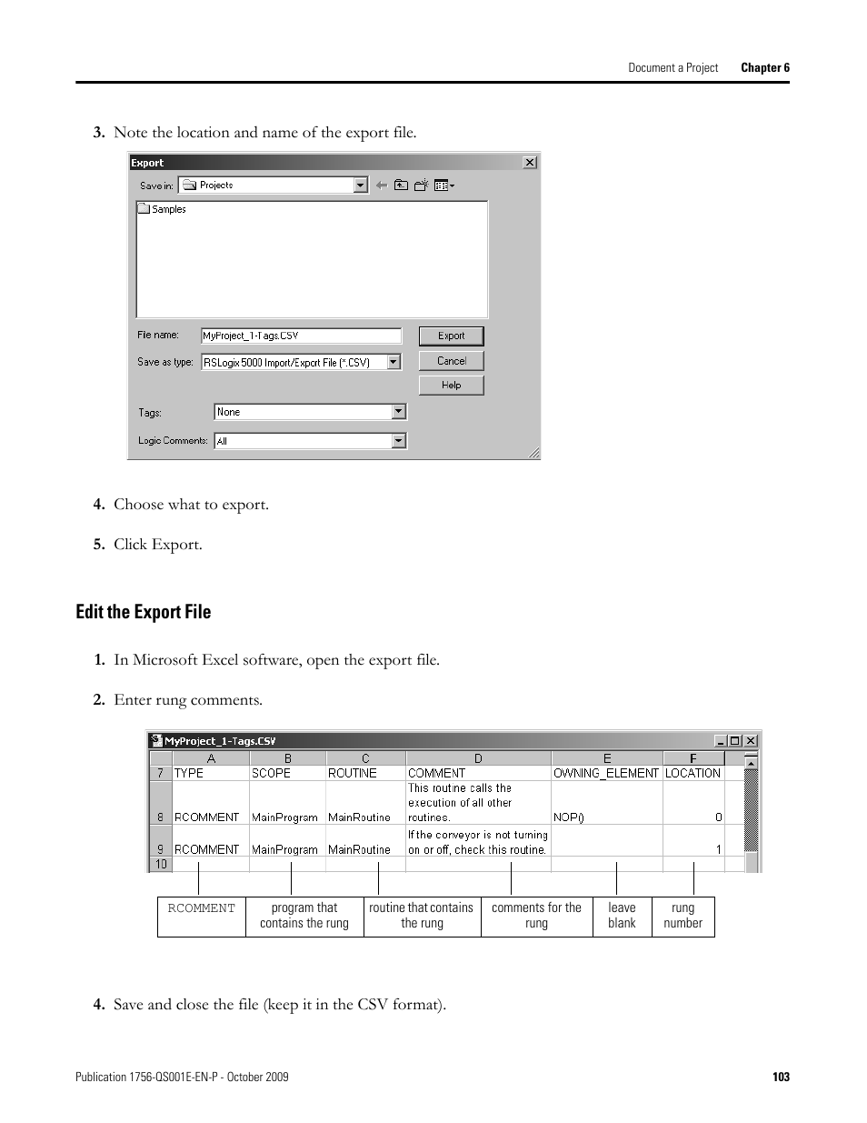 Edit the export file | Rockwell Automation Logix5000 Logix5000 Controllers Quick Start User Manual | Page 103 / 148
