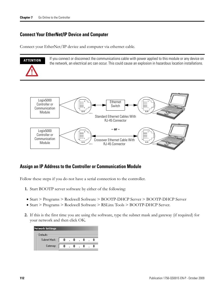 Connect your ethernet/ip device and computer | Rockwell Automation Logix5000 Logix5000 Controllers Quick Start User Manual | Page 112 / 148