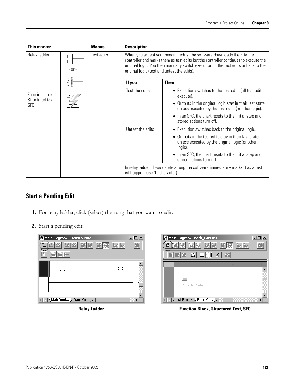 Start a pending edit | Rockwell Automation Logix5000 Logix5000 Controllers Quick Start User Manual | Page 121 / 148