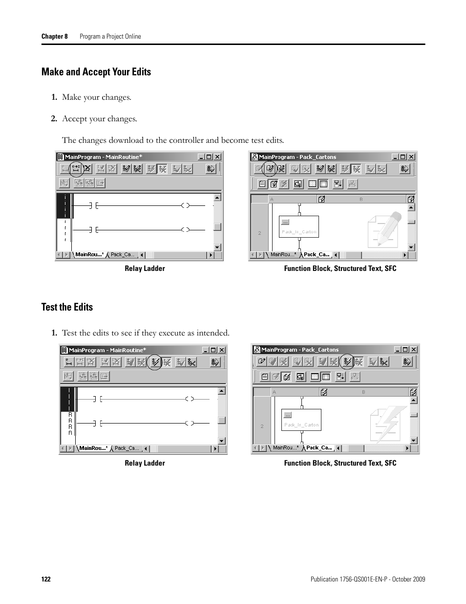 Make and accept your edits test the edits, Make and accept your edits, Test the edits | Rockwell Automation Logix5000 Logix5000 Controllers Quick Start User Manual | Page 122 / 148