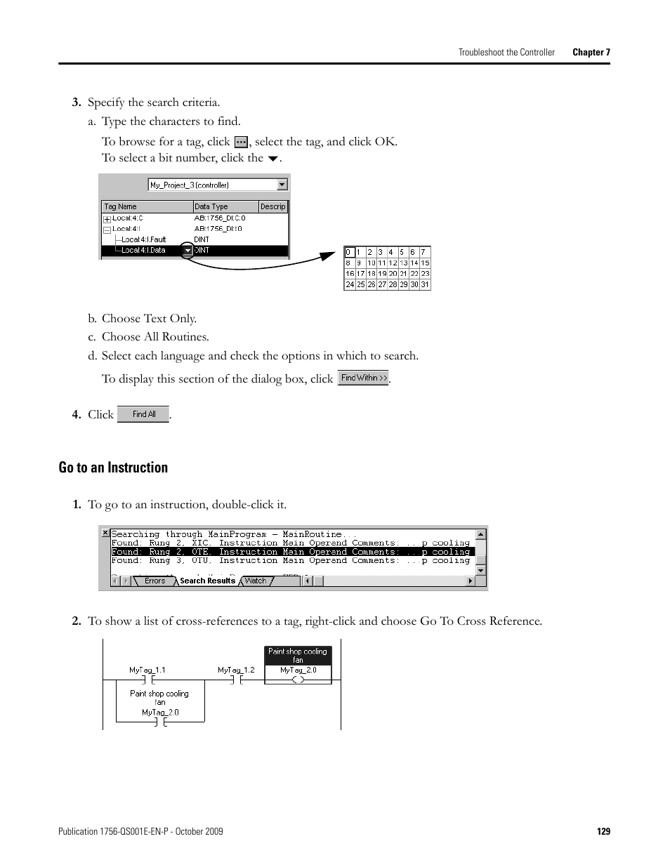 Go to an instruction | Rockwell Automation Logix5000 Logix5000 Controllers Quick Start User Manual | Page 129 / 148