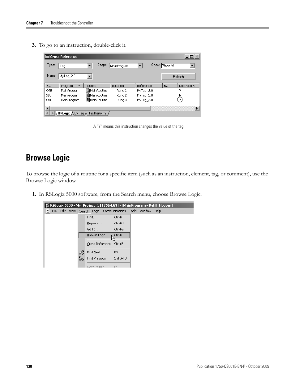 Browse logic | Rockwell Automation Logix5000 Logix5000 Controllers Quick Start User Manual | Page 130 / 148