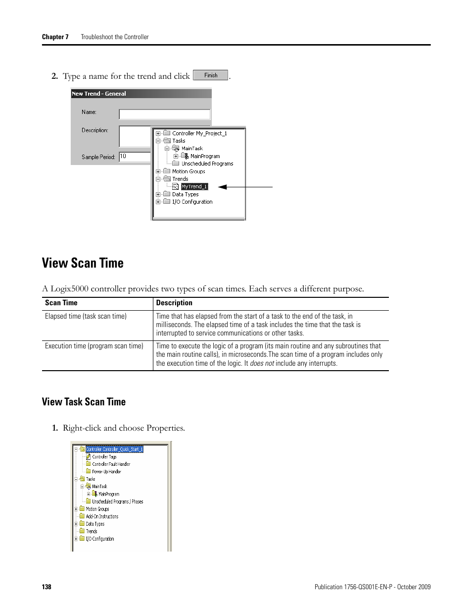 View scan time, View task scan time | Rockwell Automation Logix5000 Logix5000 Controllers Quick Start User Manual | Page 138 / 148