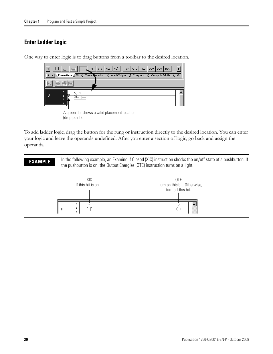 Enter ladder logic | Rockwell Automation Logix5000 Logix5000 Controllers Quick Start User Manual | Page 20 / 148