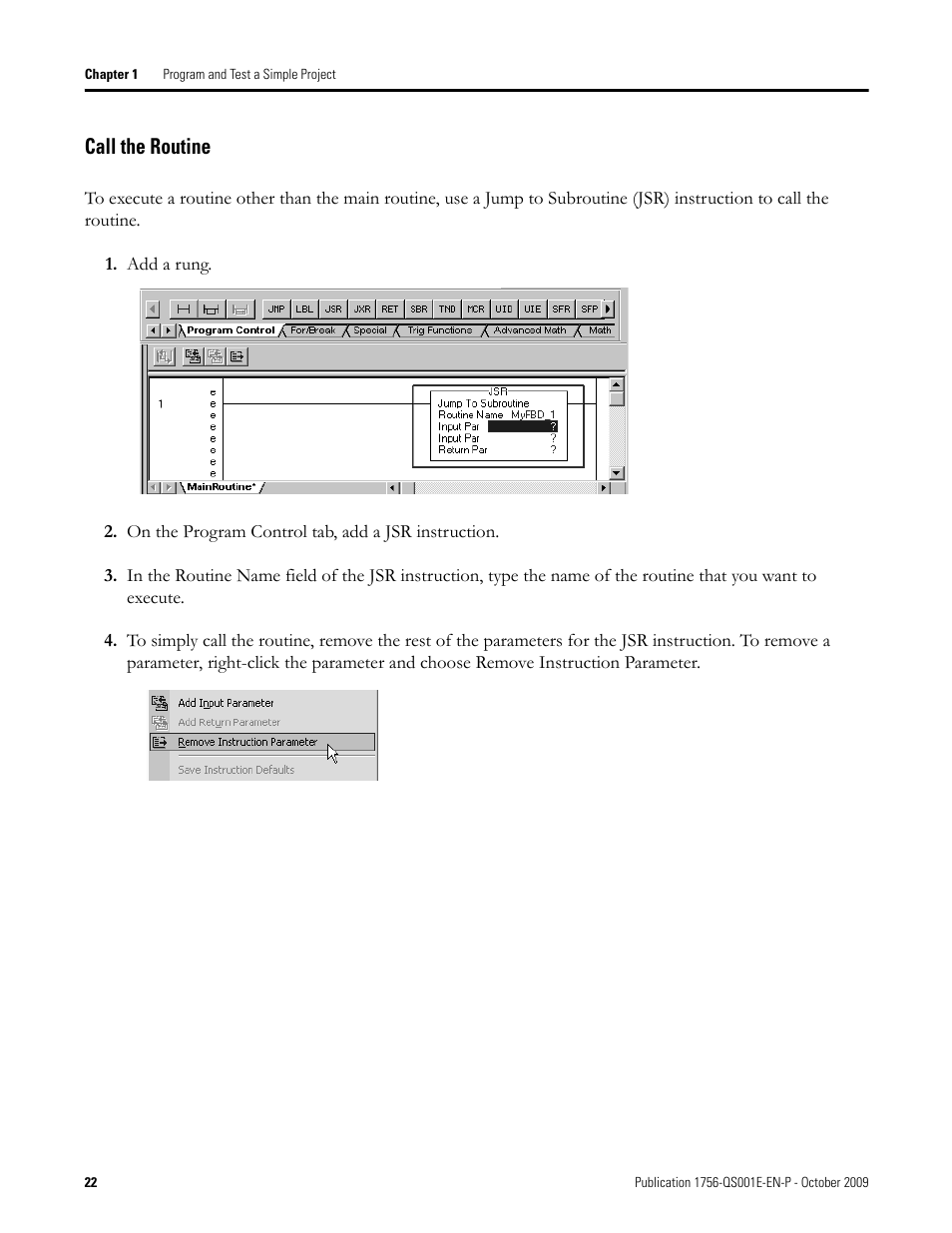 Call the routine | Rockwell Automation Logix5000 Logix5000 Controllers Quick Start User Manual | Page 22 / 148