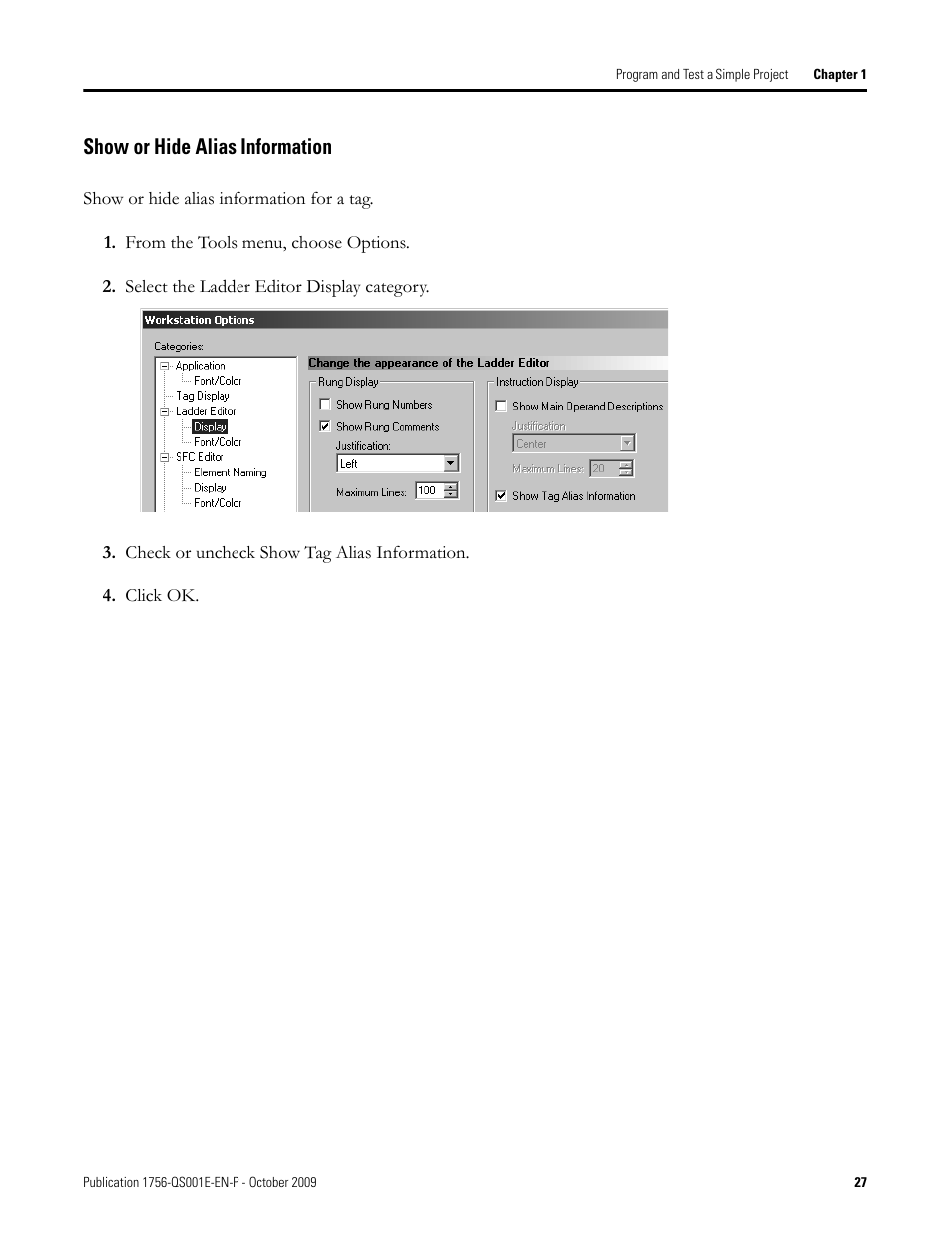 Show or hide alias information | Rockwell Automation Logix5000 Logix5000 Controllers Quick Start User Manual | Page 27 / 148