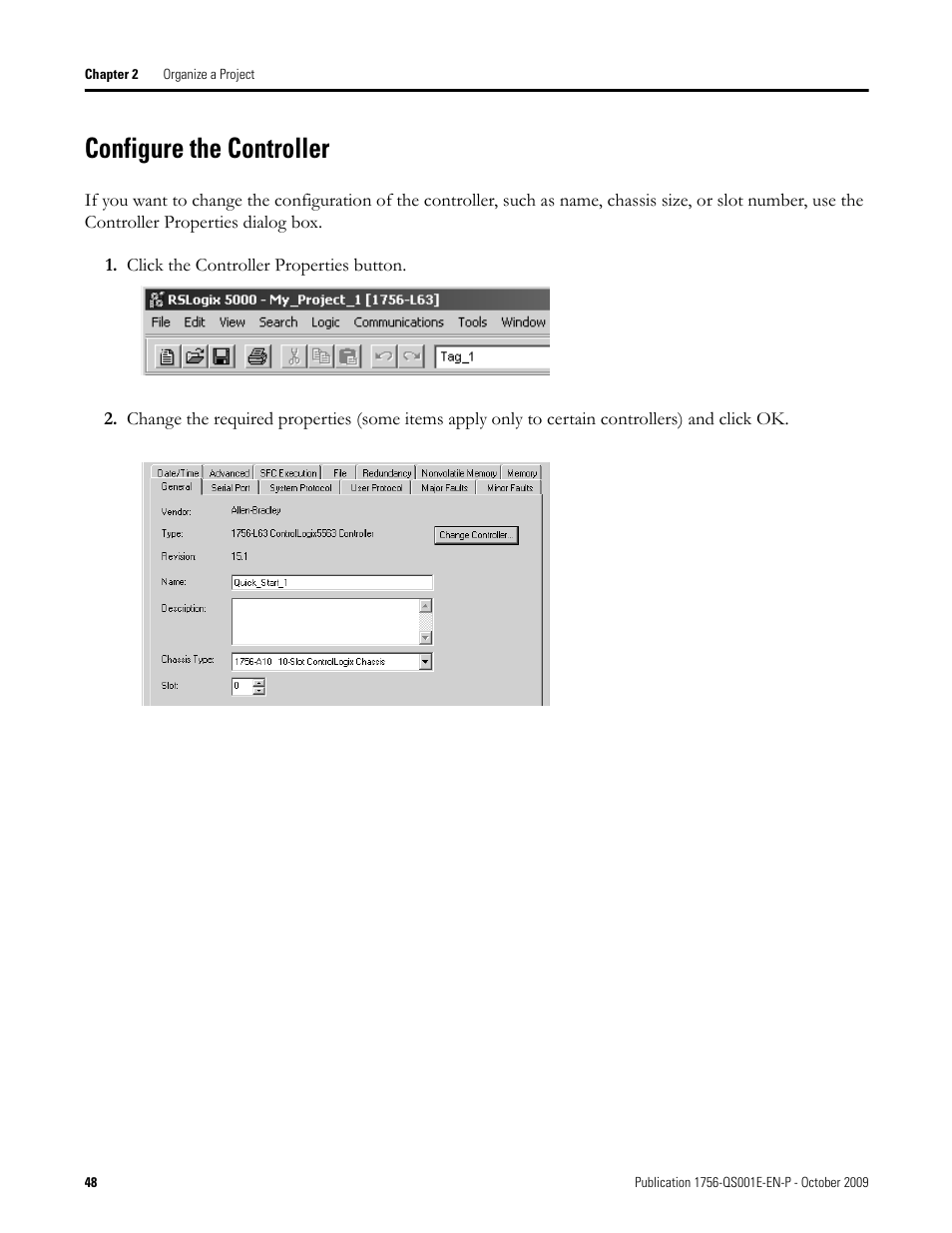 Configure the controller | Rockwell Automation Logix5000 Logix5000 Controllers Quick Start User Manual | Page 48 / 148