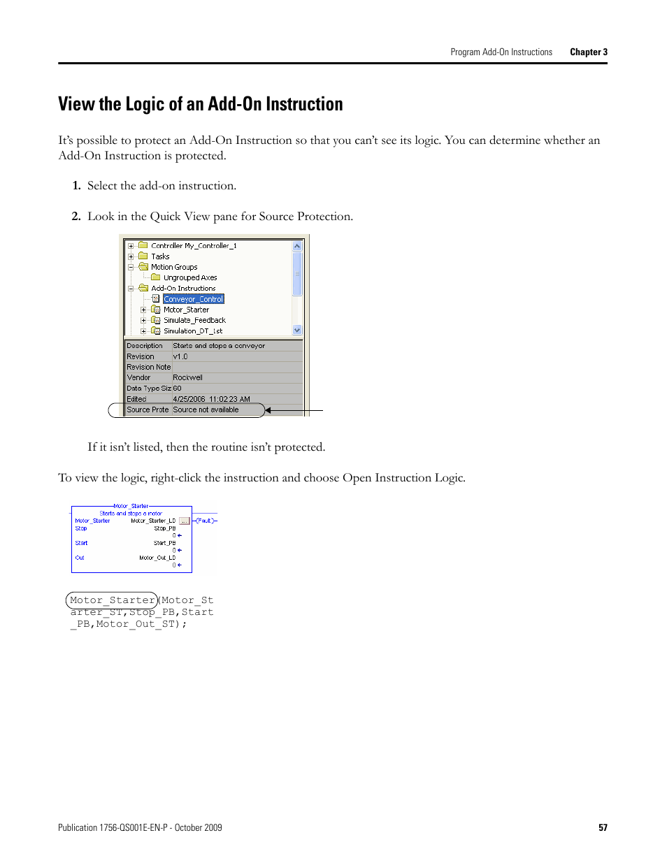 View the logic of an add-on instruction | Rockwell Automation Logix5000 Logix5000 Controllers Quick Start User Manual | Page 57 / 148