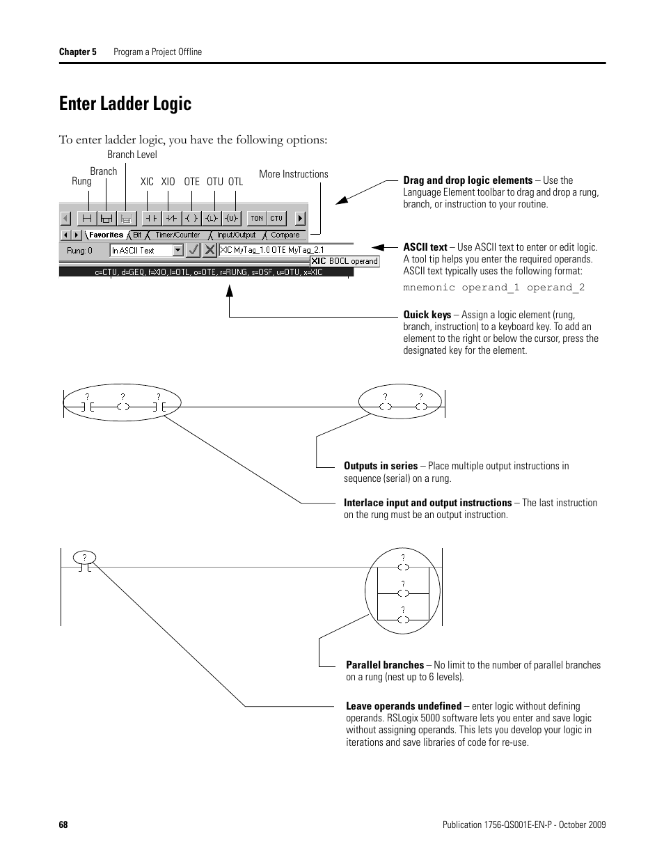 Enter ladder logic | Rockwell Automation Logix5000 Logix5000 Controllers Quick Start User Manual | Page 68 / 148