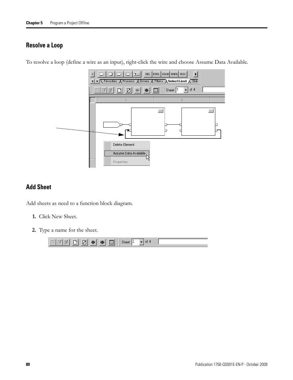 Resolve a loop add sheet, Resolve a loop, Add sheet | Rockwell Automation Logix5000 Logix5000 Controllers Quick Start User Manual | Page 80 / 148