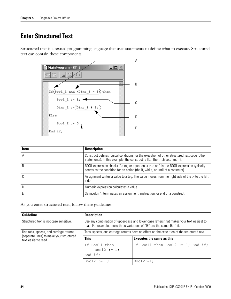 Enter structured text | Rockwell Automation Logix5000 Logix5000 Controllers Quick Start User Manual | Page 84 / 148