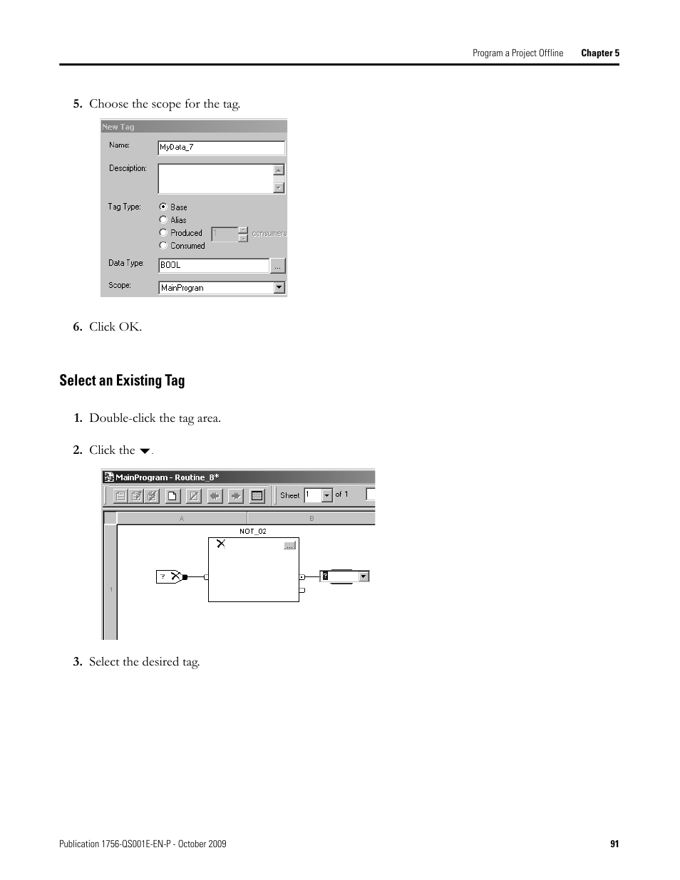 Select an existing tag | Rockwell Automation Logix5000 Logix5000 Controllers Quick Start User Manual | Page 91 / 148