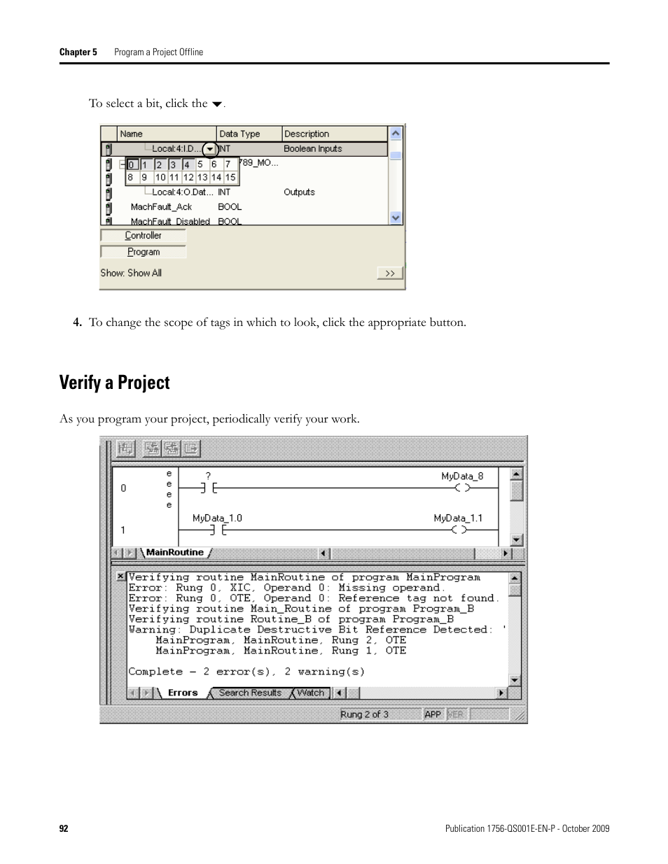 Verify a project | Rockwell Automation Logix5000 Logix5000 Controllers Quick Start User Manual | Page 92 / 148