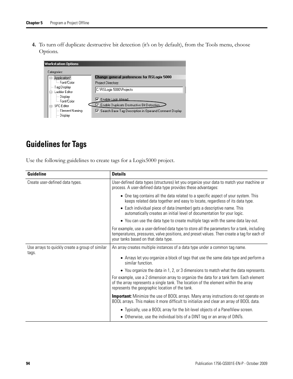 Guidelines for tags | Rockwell Automation Logix5000 Logix5000 Controllers Quick Start User Manual | Page 94 / 148